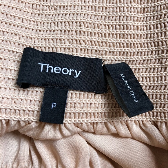 Theory Elistaire Modern GGT Silk Smocked Blouse - Picture 6 of 10